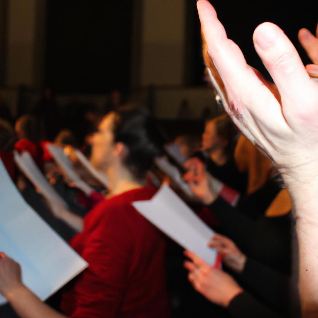 Person conducting a choir rehearsal