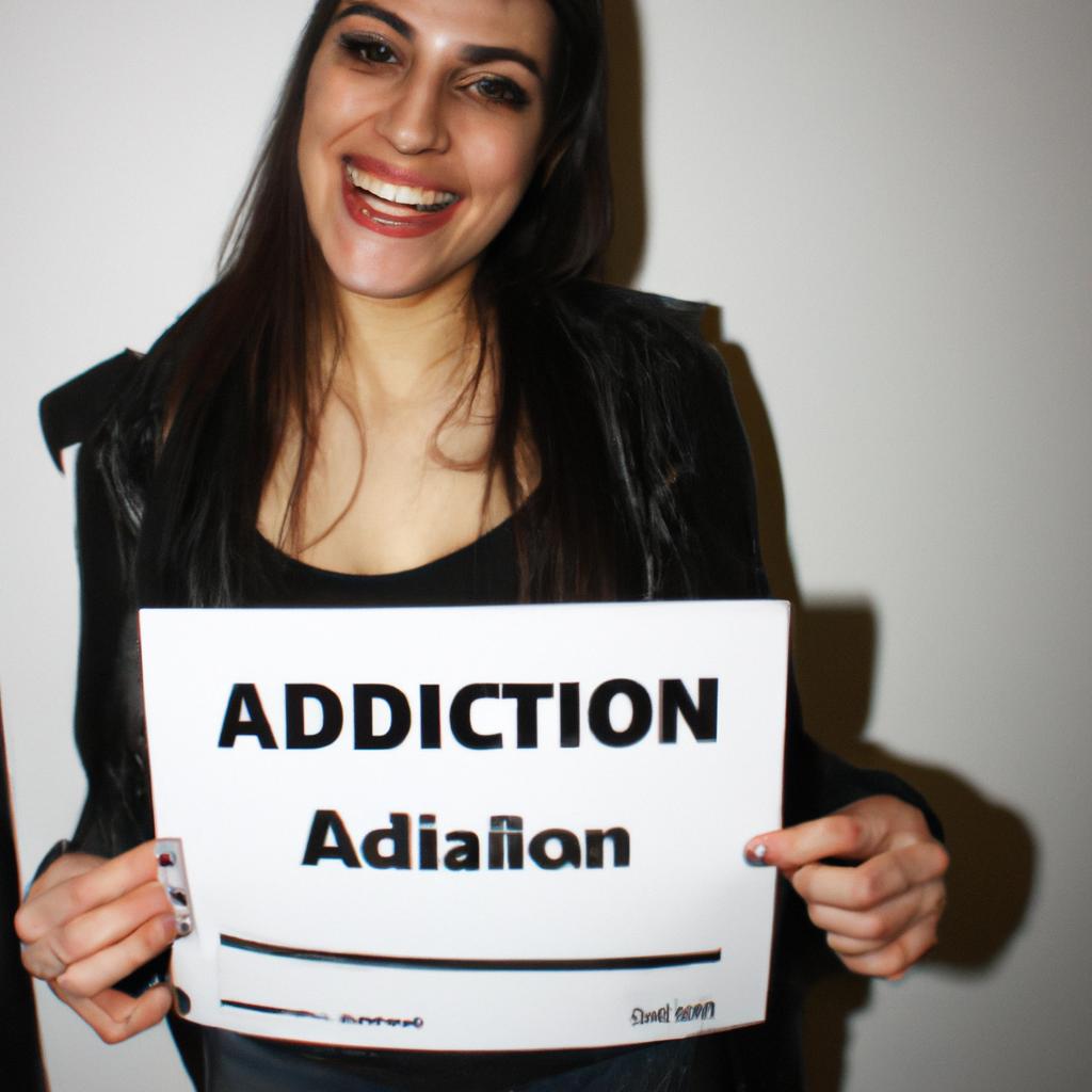 Person holding audition sign, smiling
