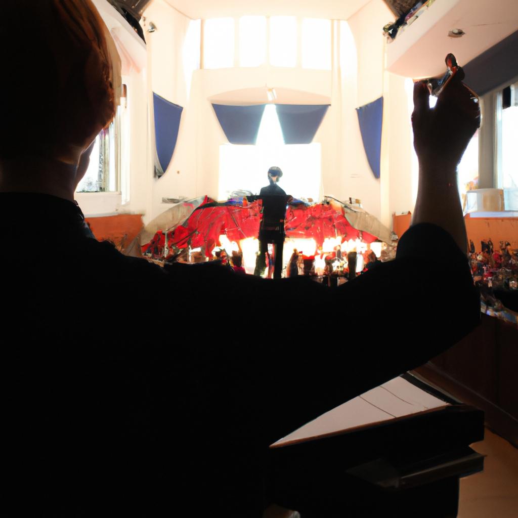Person conducting choir rehearsals